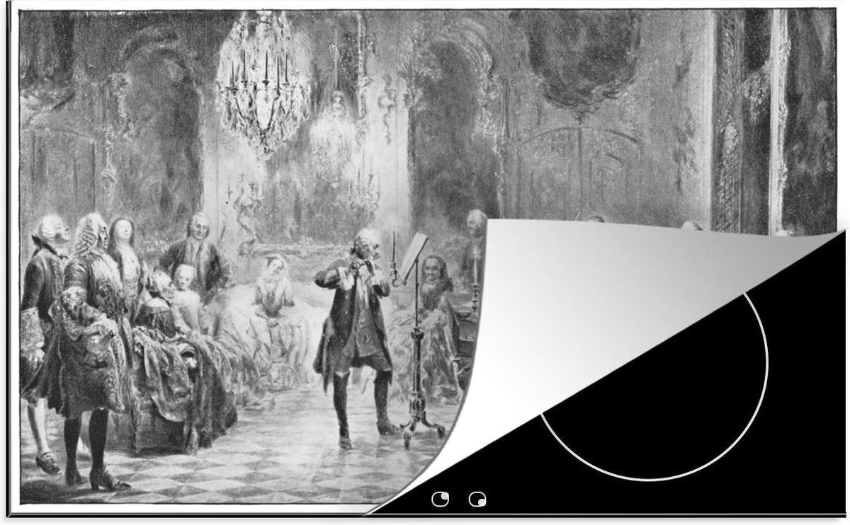 Luxe inductie beschermer Slot Sanssouci Potsdam illustratie - 78x52 cm - antieke illustratie van Slot Sanssouci in Potsdam  - inductiebeschermer