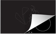 Luxe inductie beschermer Line-art Koppel - 80x52 cm - Line-art van kus zwarte achtergrond  - inductiebeschermer