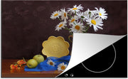 Luxe inductie beschermer Stillevens Bloemen - 70x52 cm - Stilleven madeliefjes en iris  - inductiebeschermer