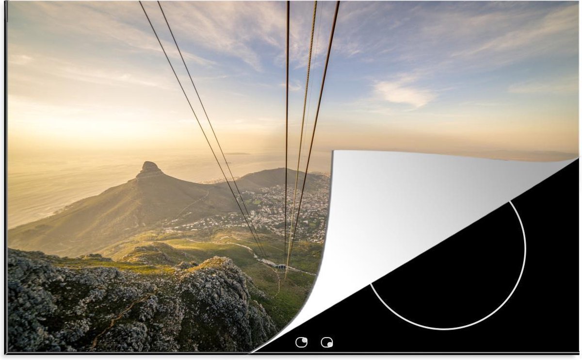 Luxe inductie beschermer Tafelberg - 78x52 cm - Uitzicht vanaf Tafelberg over Kaapstad met zonsondergang  - inductiebeschermer