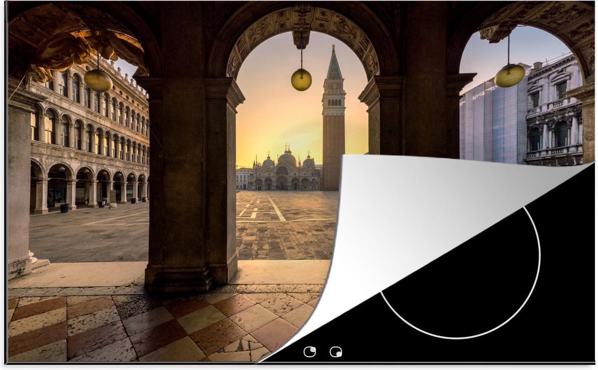 Luxe inductie beschermer Italië - 78x52 cm - San Marco plein in ochtend  - inductiebeschermer