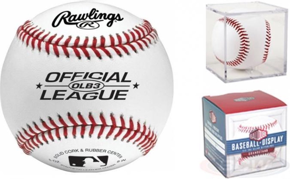 Rawlings - Honkbal + Display - ROLB3 - Official Size - Wit - 9 inch