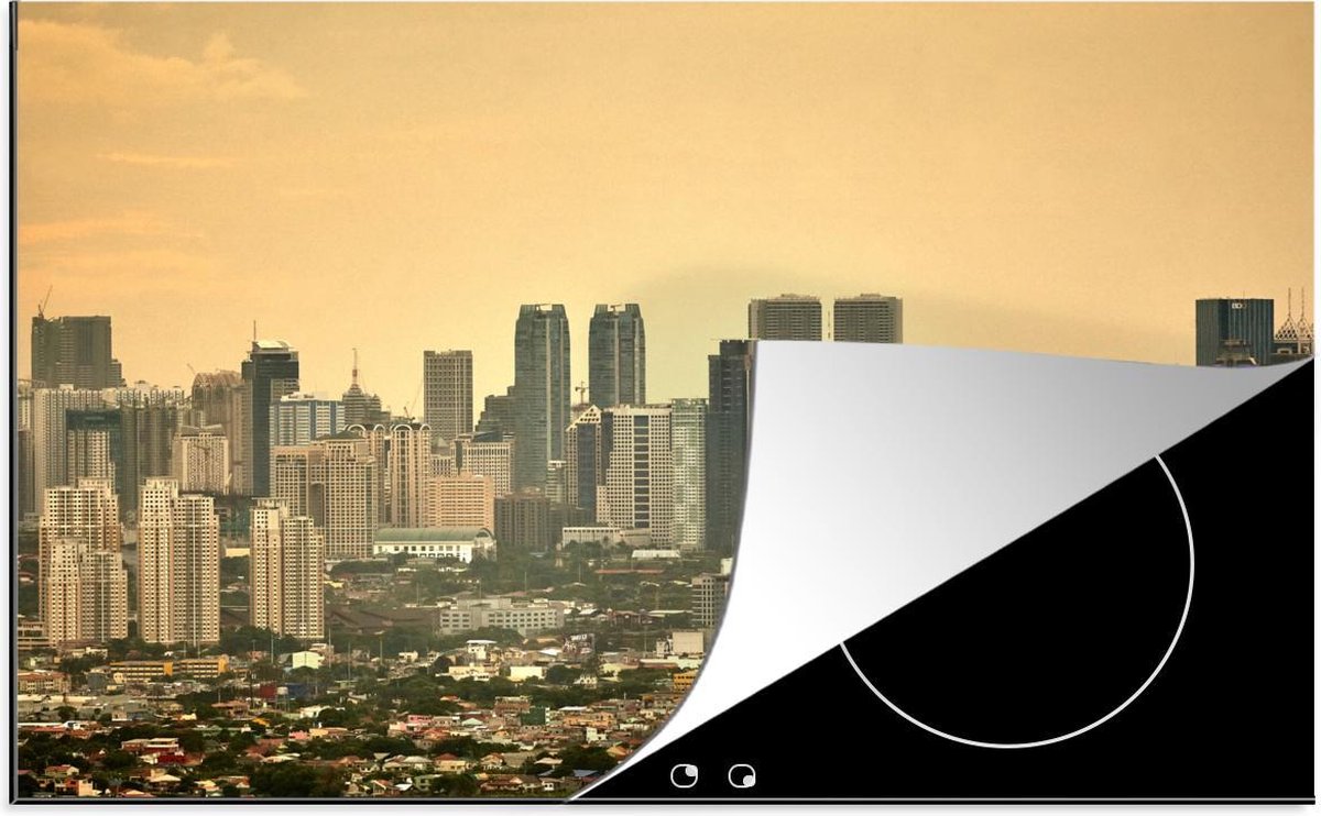 Luxe inductie beschermer Manila - 80x52 cm - Oranje zonsondergang boven Manila  - inductiebeschermer