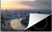 Luxe inductie beschermer Vogelperspectief Moskou - 80x52 cm - Zonsopkomst in Moskou  - inductiebeschermer