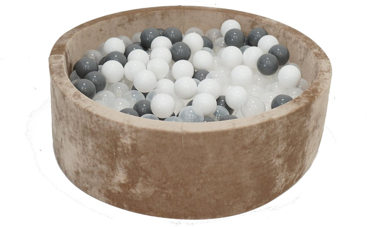Velvet Ballenbak Goud 90x40 met 250 ballen Grafiet Zwart