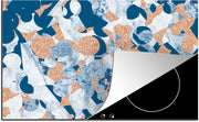 Luxe inductie beschermer Marmer in kleur - 80x52 cm - Geometrische vormen op marmeren achtergrond  - inductiebeschermer