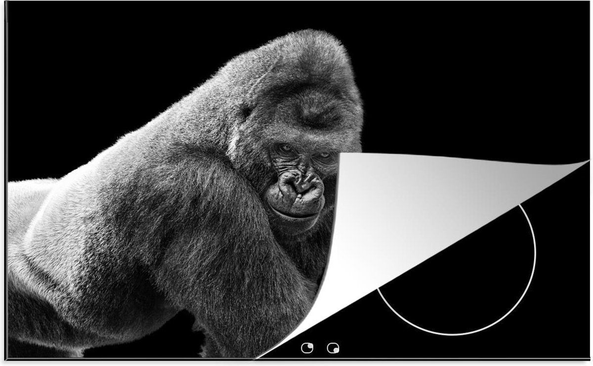 Luxe inductie beschermer Gorilla - 78x52 cm -Gorilla kijkt naar beneden  - inductiebeschermer