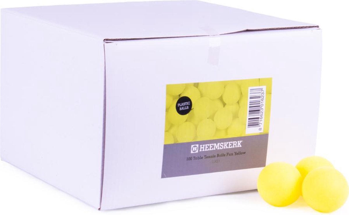 Heemskerk Fun Plastic Tafeltennisballen per 100 stuks - Geel