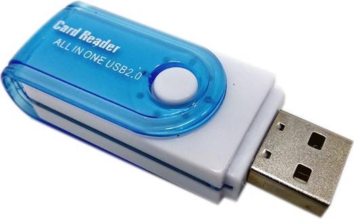 Multifunctionele USB Kaartlezer 4 in 1 USB 2.0 M2 SD SDHC SD TF Geheugenkaart Smart Reader - Blauw