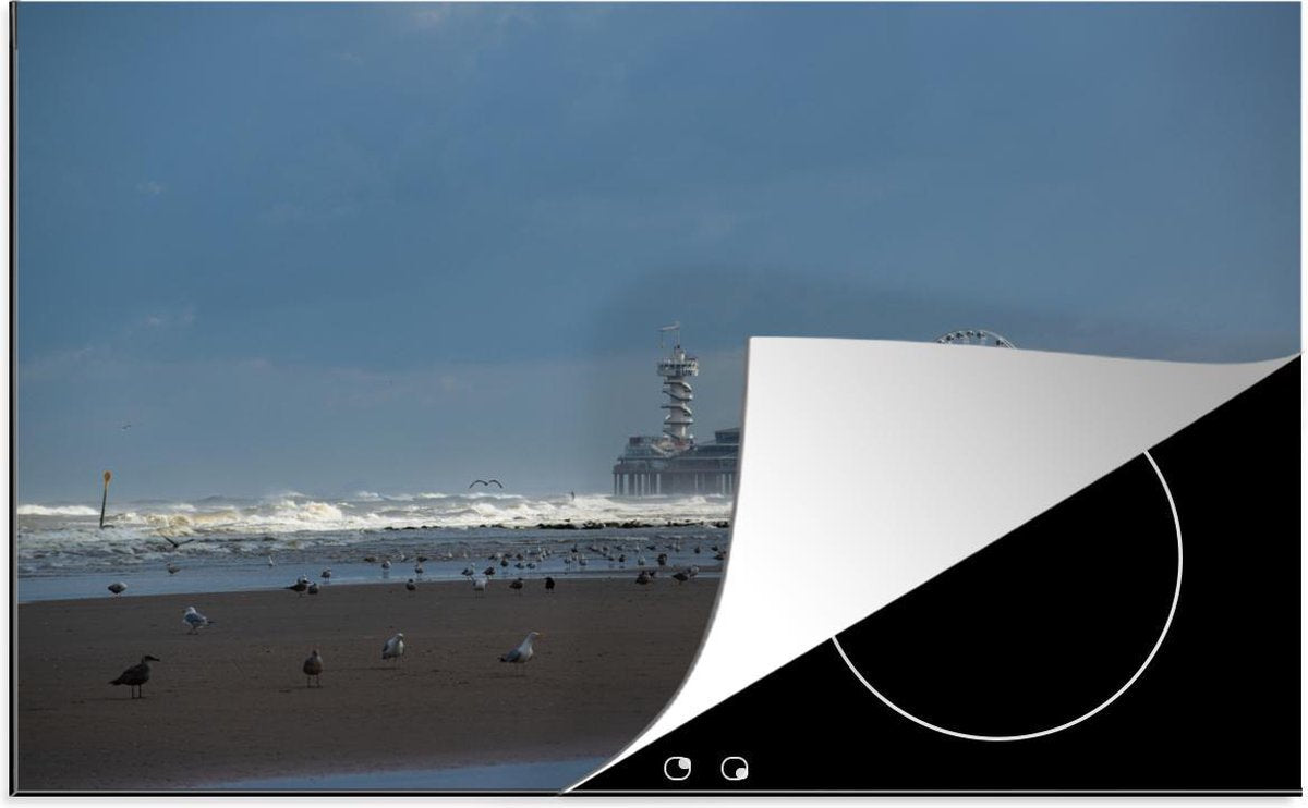Luxe inductie beschermer Scheveningen - 78x52 cm - uitzicht op pier van Scheveningen  - inductiebeschermer