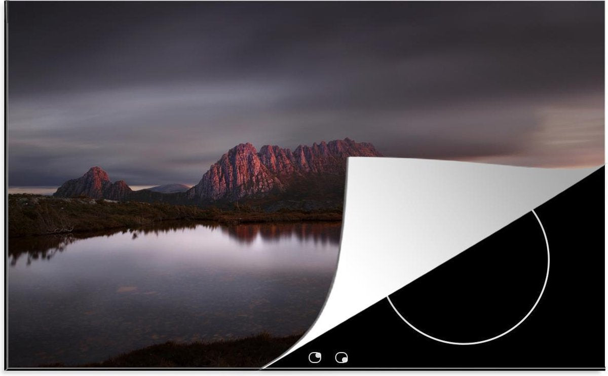 Luxe inductie beschermer Cradle Mountain - 80x52 cm - Zonsopgang Wiegberg Cradle Mountain in Tasmanië  - inductiebeschermer