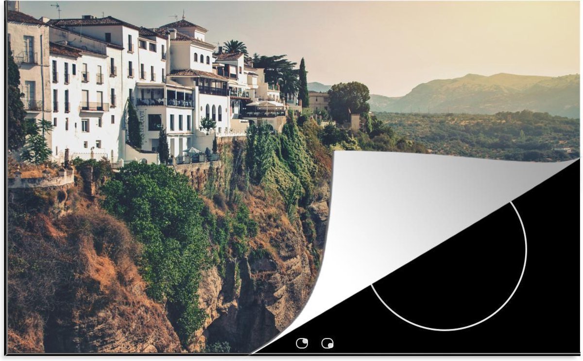 Luxe inductie beschermer Andalusië - 78x52 cm - Huizen naast klif in Andalusië  - inductiebeschermer