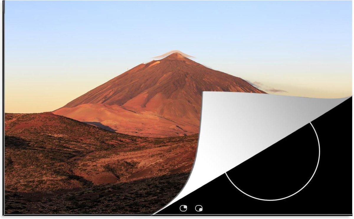 Luxe inductie beschermer Nationaal park Teide - 78x52 cm - Oranje gloeiende Teide-vulkaan in Nationaal park Teide in Spanje  - inductiebeschermer