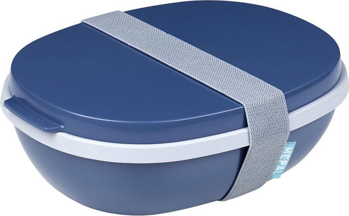 Mepal – Lunchbox Ellipse duo – Lunchbox voor volwassenen en saladebox to go– Nordic denim – Magnetronbestendig