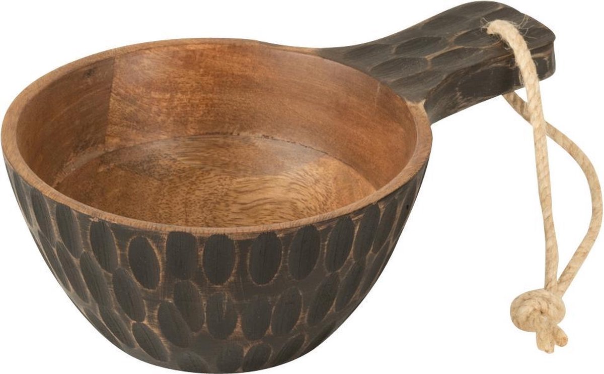 J-Line Kom Handvat Mango Hout Zwart/Bruin