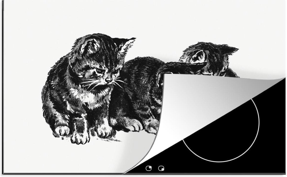 Inductie beschermer - Retro - Kat - Illustraties - 78x52 cm - inductiebeschermer