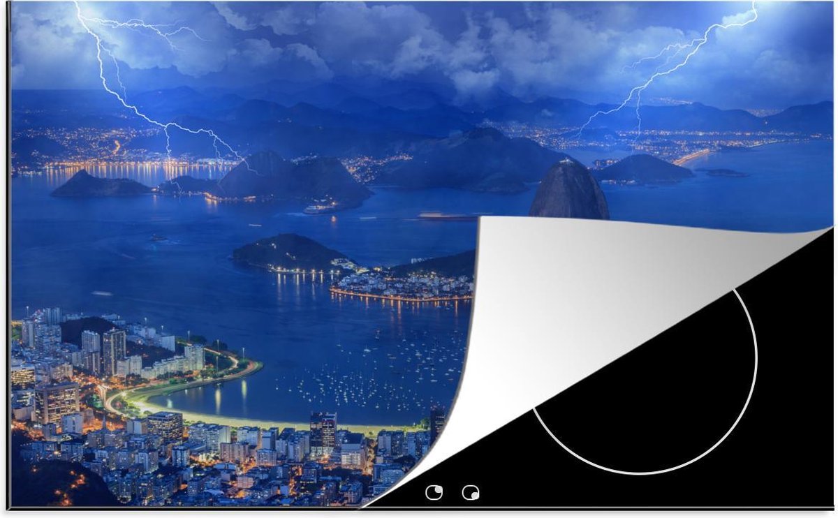 Luxe inductie beschermer Rio Janeiro - 78x52 cm - Onweer in Rio Janeiro  - inductiebeschermer