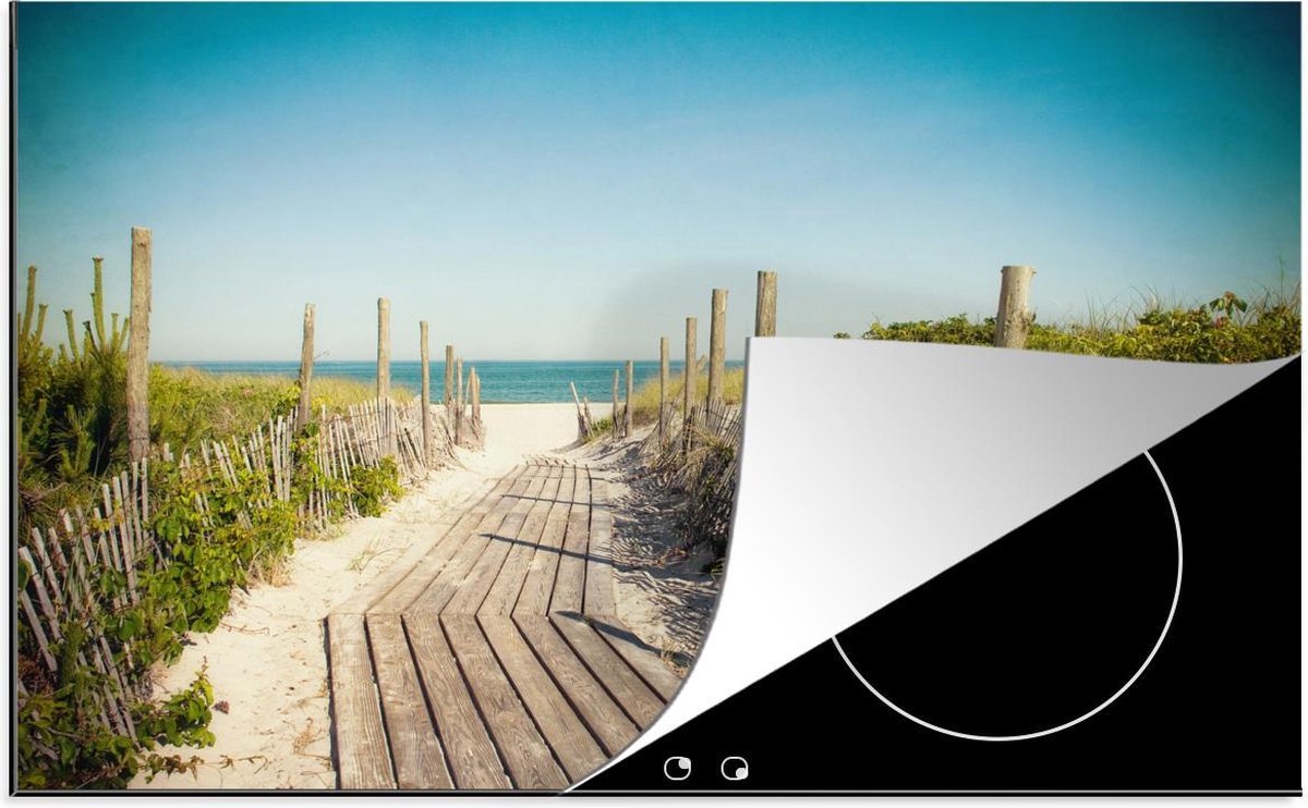 Inductie beschermer - Zee - Hout - Zomer - 78x52 cm - inductiebeschermer