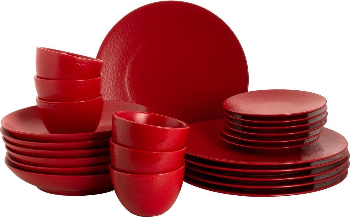 Palmer Serviesset Rodondo Stoneware 6-persoons 24-delig Rood