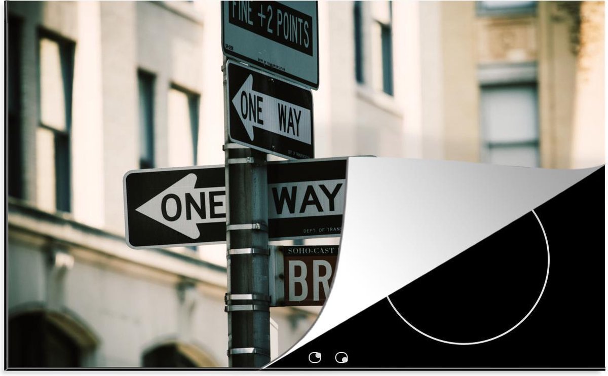 Luxe inductie beschermer Broadway New York - 78x52 cm - Weergave van straatbord in Manhattan  - inductiebeschermer