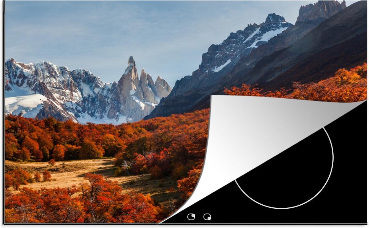 Luxe inductie beschermer Cerro Chaltén - 80x52 cm - landschap van Cerro Chaltén tijdens herfst  - inductiebeschermer