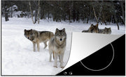 Luxe inductie beschermer Wolven - 78x52 cm - Roedel wolven in Canada  - inductiebeschermer