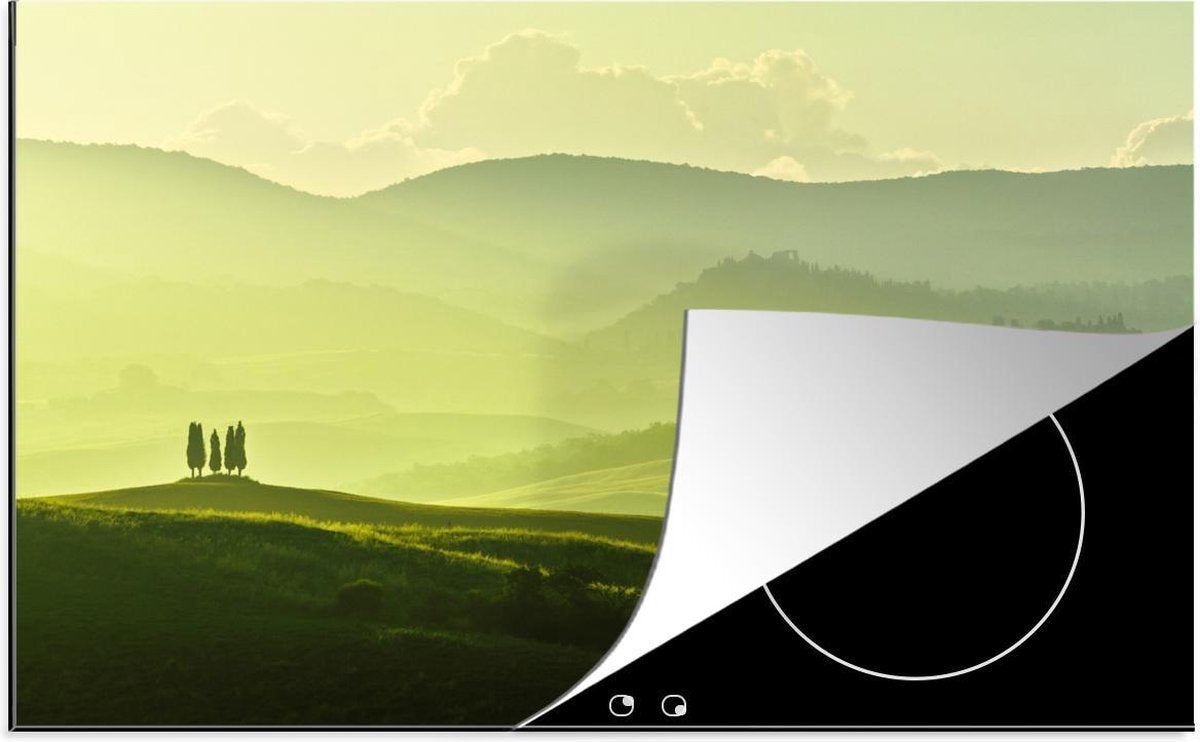 Luxe inductie beschermer Toscaanse landschappen - 78x52 cm - heuvels van Toscane met uitzicht op landschappen  - inductiebeschermer