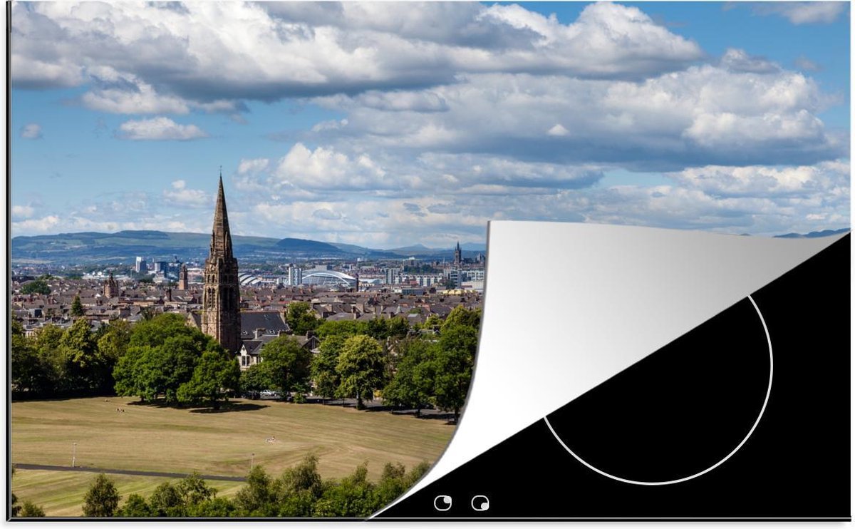 Luxe inductie beschermer Glasgow - 80x52 cm - Zicht over Schotse Glasgow tijdens zonnige dag  - inductiebeschermer