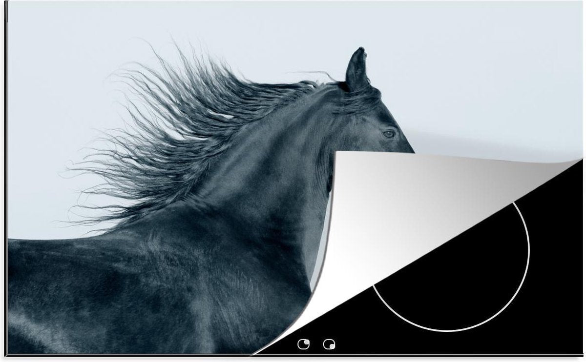 Luxe inductie beschermer Fries paard - 78x52 cm - Frisian horse  - inductiebeschermer