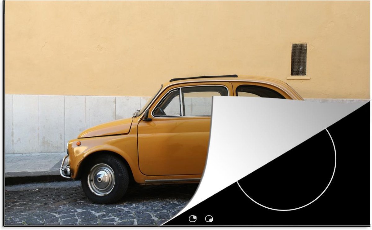 Inductie beschermer - Fiat 500 - Vintage - Okergeel - 80x52 cm - inductiebeschermer