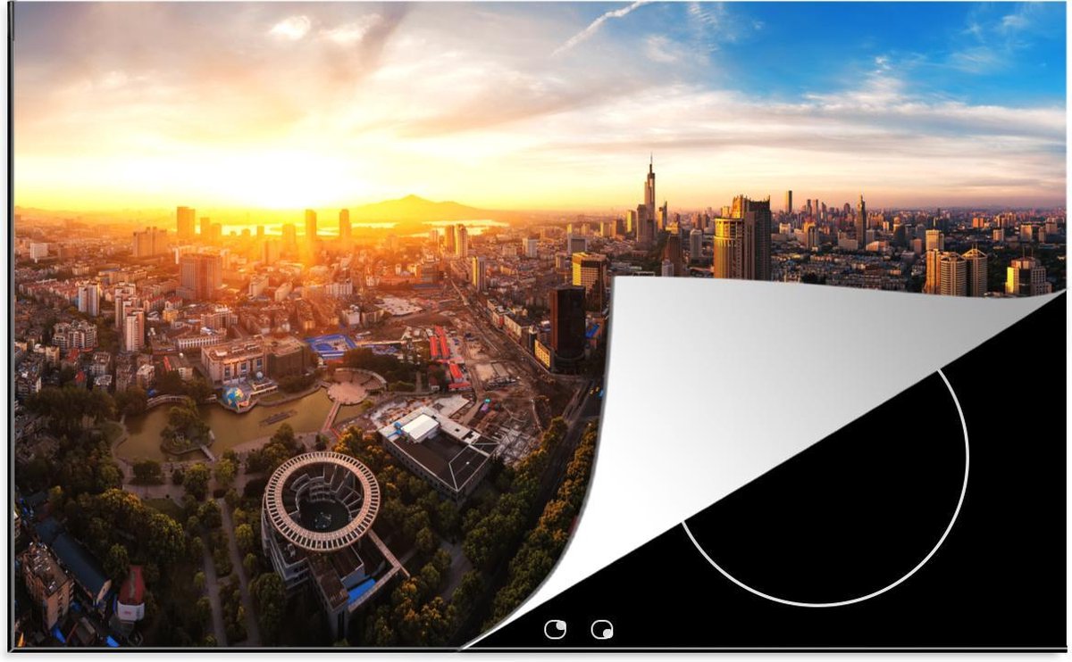 Luxe inductie beschermer Nanjing - 80x52 cm - Panaroma van Chinese stad Nanjing  - inductiebeschermer