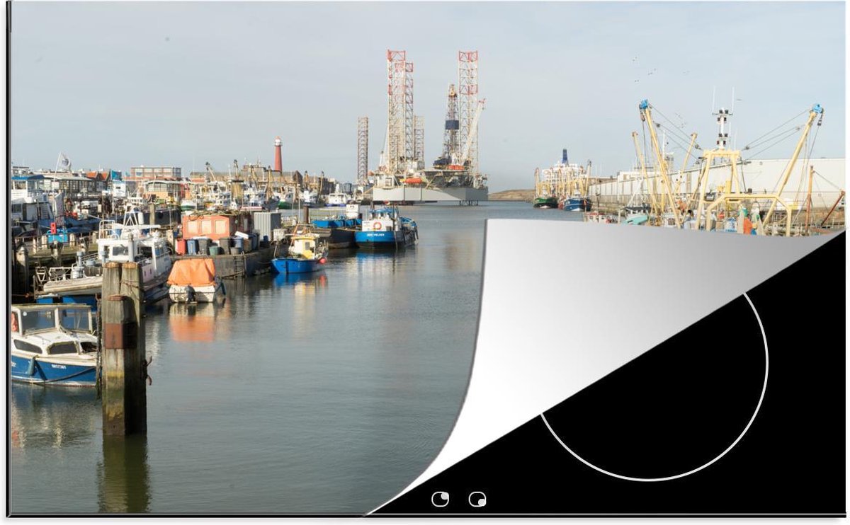 Luxe inductie beschermer Haven IJmuiden - 80x52 cm - Vissershaven van IJmuiden in Nederland  - inductiebeschermer