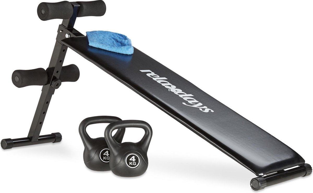 relaxdays buikspierbank - inklapbaar - sit up bank fitness - trainingsbank - verstelbaar