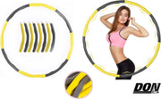 DONLINE Fitness Hoelahoep 1kg / Fitness Hoelahoep – Geel˞-Grijs met schuimrubber voor gewichtsvermindering – 8 segmenten afneembaar voor volwassenen + kinderen – Leuk vrouwen + mannen Cadeau / Sport Hula Hoop – Yoga Ring / Waist Trainer / Fitnessring