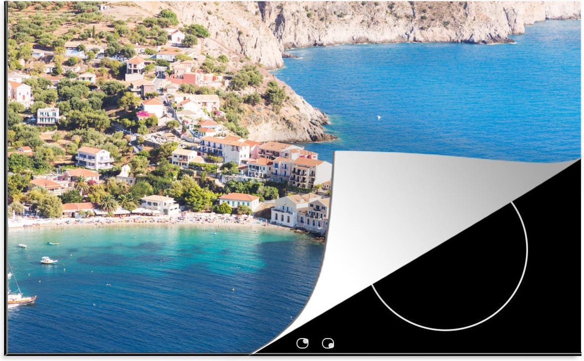 Luxe inductie beschermer Middellandse zee - 80x52 cm - Middellandse Zee bij Kefalonia in Griekenland  - inductiebeschermer