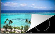 Luxe inductie beschermer Mo'orea - 80x52 cm - Palmen op kust van Moorea in Frans-Polynesië  - inductiebeschermer