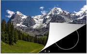 Luxe inductie beschermer Eiger - 78x52 cm - Bossen voor bergen Eiger en Monch in Zwitserland  - inductiebeschermer