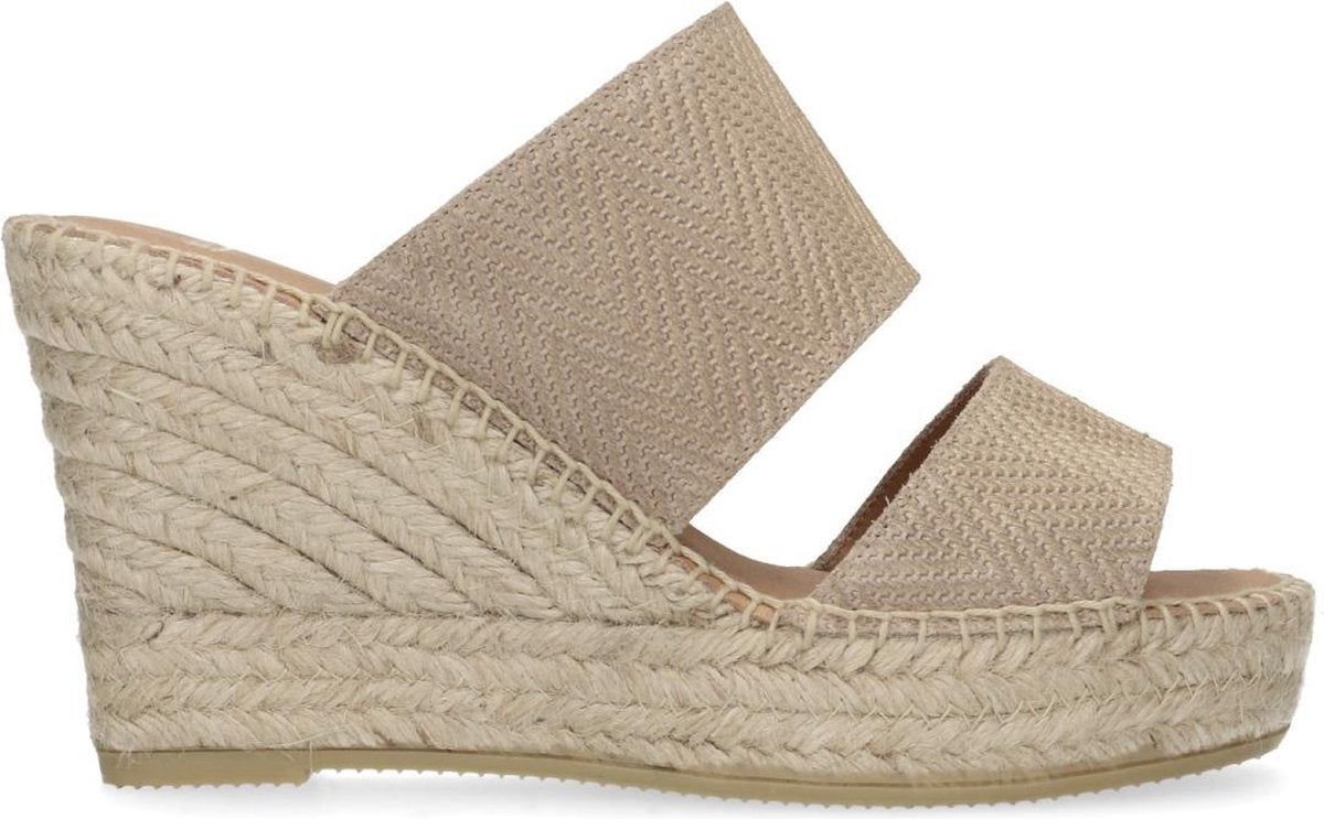 Manfield - Dames - Beige muiltjes met sleehak - Maat 37