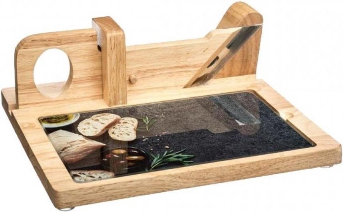 Orange85 Borrelplank met Handmatige Snijmachine - Glasplaat - Hout - Snijvlak - Borrelen