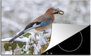 Luxe inductie beschermer Gaai  - 78x52 cm - Gaai in sneeuw  - inductiebeschermer