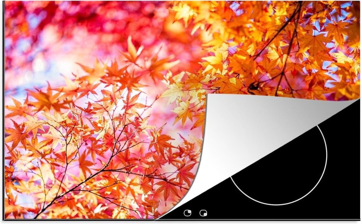 Luxe inductie beschermer Japanse esdoorn - 80x52 cm - Japanse esdoorn met herfstkleuren  - inductiebeschermer