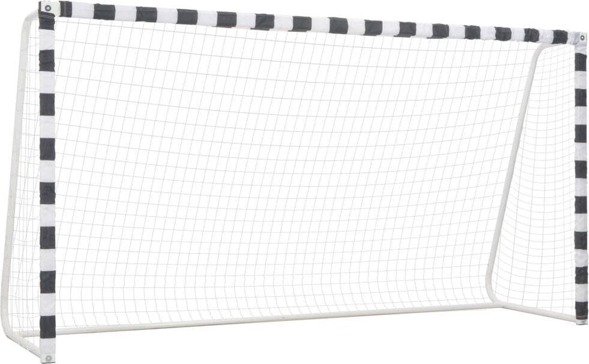 Voetbaldoel 300x160x90 cm metaal zwart en wit