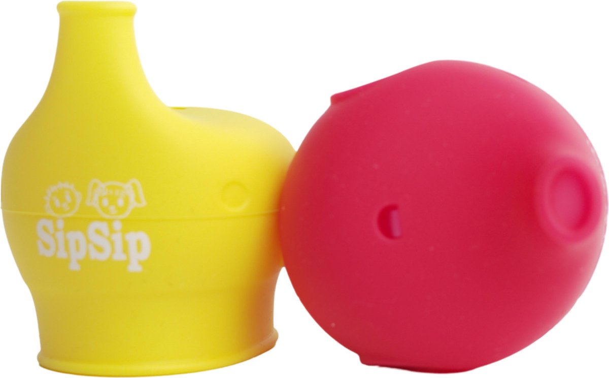 Anti-Lek Cup Beker -  Anti-Lek Beker Olifant Opzetstuk -  Anti Morsen - BPA Vrij- Vaatwasbestendig - Cup Cover - Beker Deksel - Veilig voor Baby's - 2 Stuks Rood en Geel - 100% Lek Vrij - Siliconen deksel - Anti-lek Drinkbeker - Universele Baby Cup