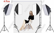 4X Studiolamp fotografie met Achtergrond Support System Softbox Paraplu tripod 210Cm HiCHiCO