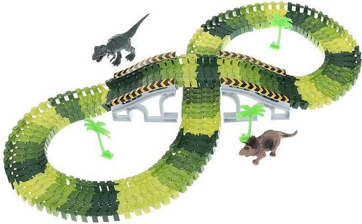 Autobaan met dinosaurussen - racebaan jungle - met dino's en meer accessoires