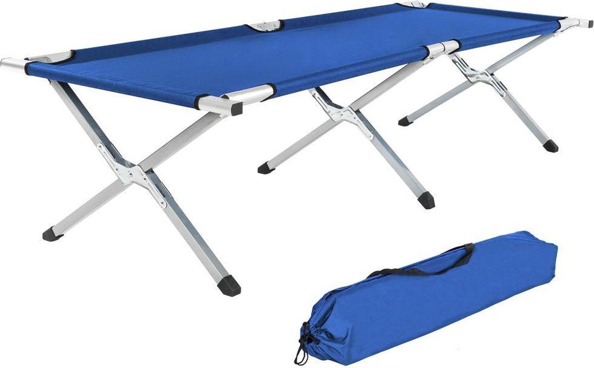 2x TecTake veldbed - 2 stuks xl veldbed 190 cm - blauw - 402002
