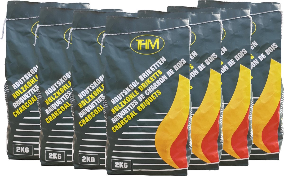 THM Houtskoolbriketten 2kg - Omzak 7 stuks