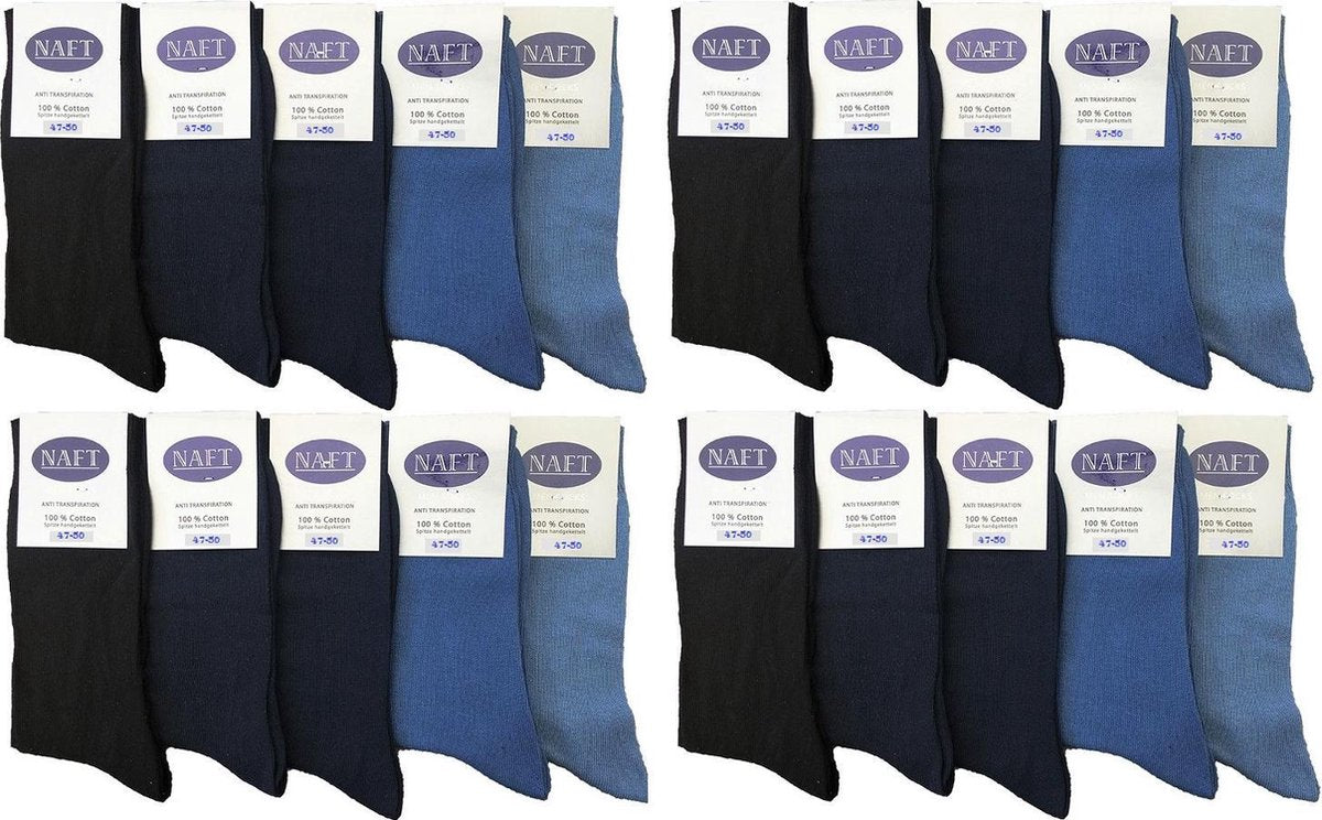 Naft 100% katoenen heren sokken 20 paar jeans assorti kleuren  maat  47/50