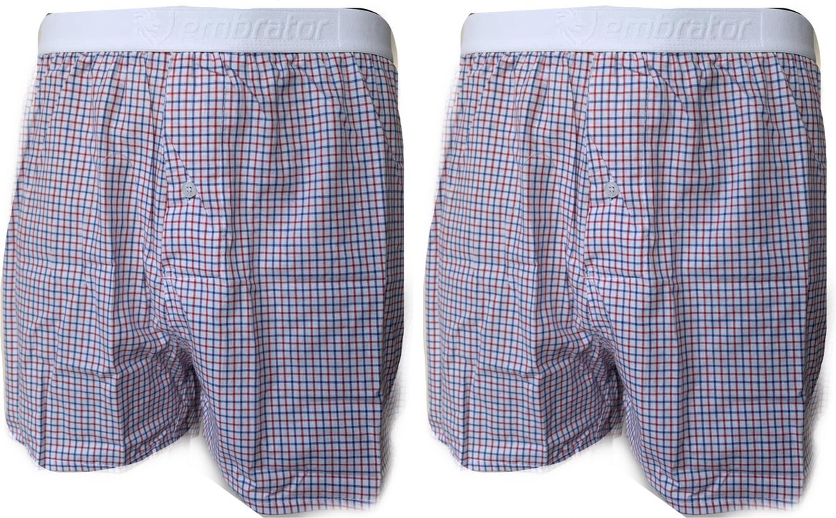 Embrator 2-stuks mannen Boxershort geruit wit/blauw/rood XL
