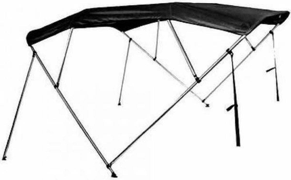 4 Boogs Biminitop Zonnetent PREMIUM H137 cm ZWART Breedte 185-198 cm